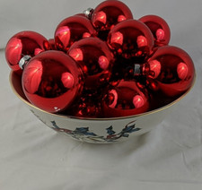 2 Sets of Red Holly Glass Ornaments 2 5/8 in Grandma Core Made in USA