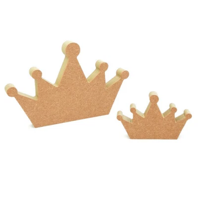 Corona independiente forma de madera MDF madera artesanal en blanco 18mm princesa tiara real