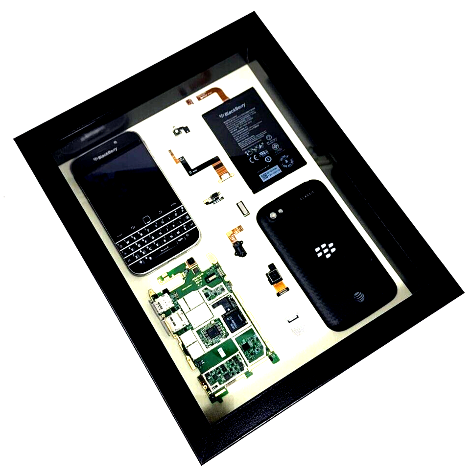 Blackberry Q20 Classic SmartPhone Disassembled Art Frame Home