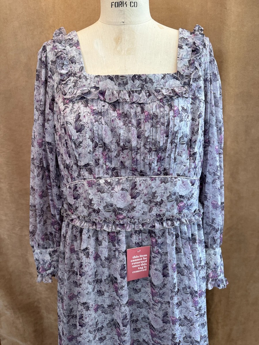 XXL New Ivy City Co. Purple Viola long floral romantic dress