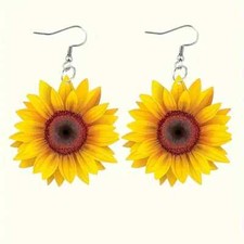 1 Pair Acrylic Sunflower Dangle Earrings