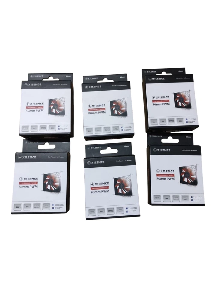 6x Xilence XPF80.R.PWM 80mm PWM Gehäuselüfter, 4PIN, rot/schwarz - Bild 4 von 4
