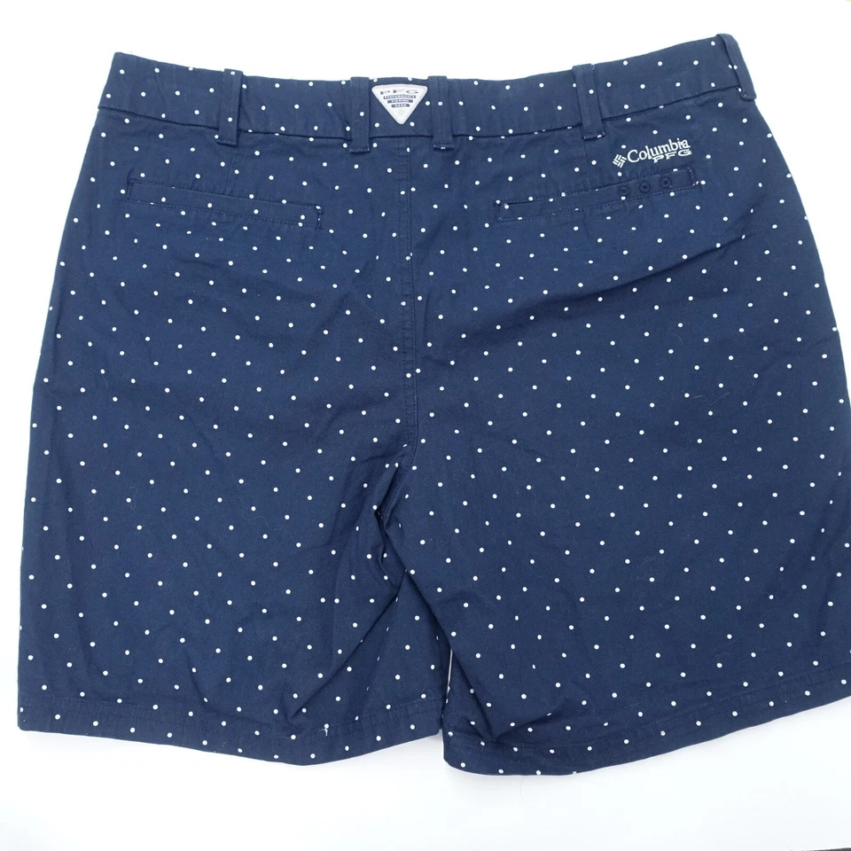 Шорты женские Columbia Chino 14 темно-синие в горошек плоские спереди PFG классические - Изображение 4 из 4