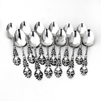 Douvaine 12 Teaspoons Set Unger Bros Sterling Silver 1890 | eBay