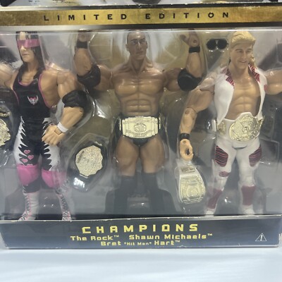 WWE Classic Superstars Limited Ed Champions The Rock, Bret Hart