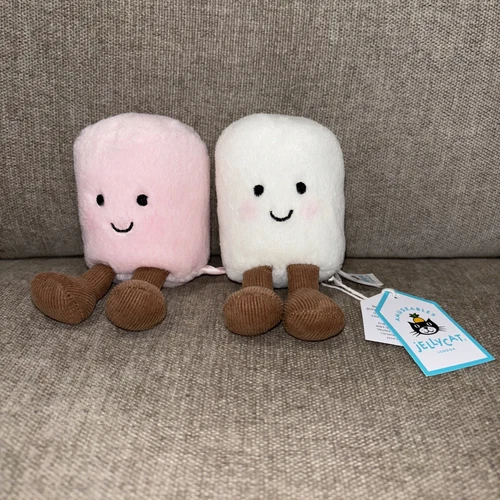Jellycat AMUSEABLE PINK & WHITE MARSHMALLOWS Soft Cute Plush Authentic NWT - Picture 1 of 5