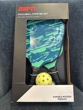 ESPN Pickleball Starter Set - 2 Durable Wooden Paddles  1 Ball - Brand New