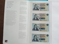 FULL SET OF CLYDESDALE BANK COMMEMRATIVE £5 X4 RABBIE BURNS POEM & FOLDER UNC