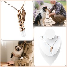 Pet Ashes Rose Gold Memorial Urn Necklace with Clear lass Tube For Dogs  Cats