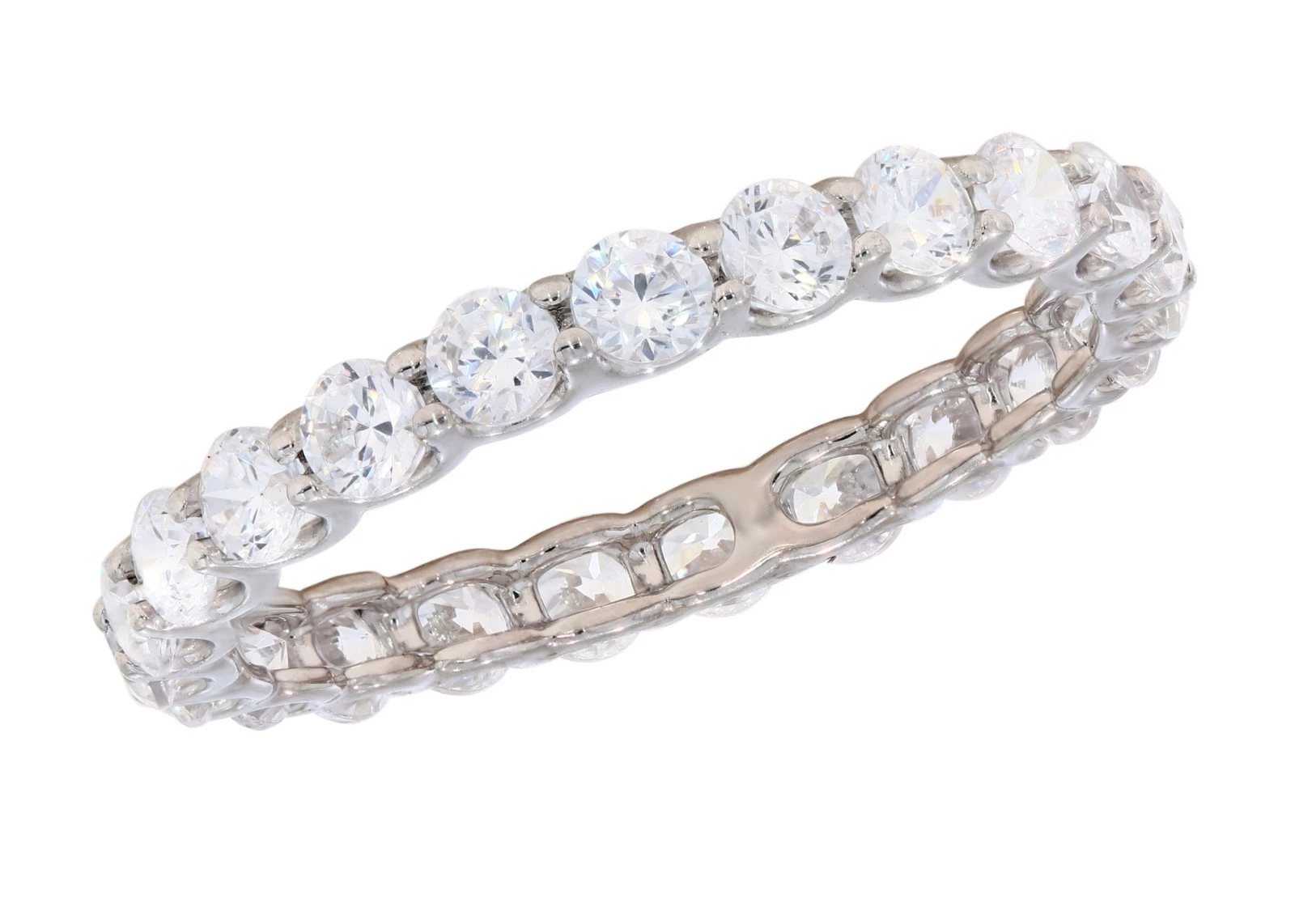 1.52 Ct Round Cut Certified Lab Grown Diamond Eternity Band 14k White Gold image-1