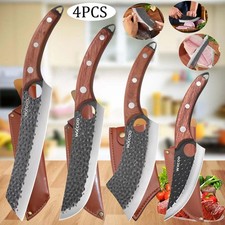 4PCS Stainless Steel Chef Knife Set Paring Cleaver Boning Bread Knives