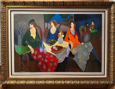 Itzchak Tarkay ''Admiring the Blue'' Serigraph on Wove Paper, Signed, COA, XL Size