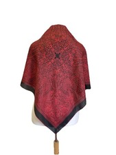 Vintage Red Black Paisley Silk Scarf Square Women  s Fashion Accessory A6