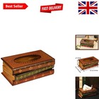 Chic Antique Book Tissue Box Holder – Elegant Wood Design, 27 x 16.5 x 10 cm