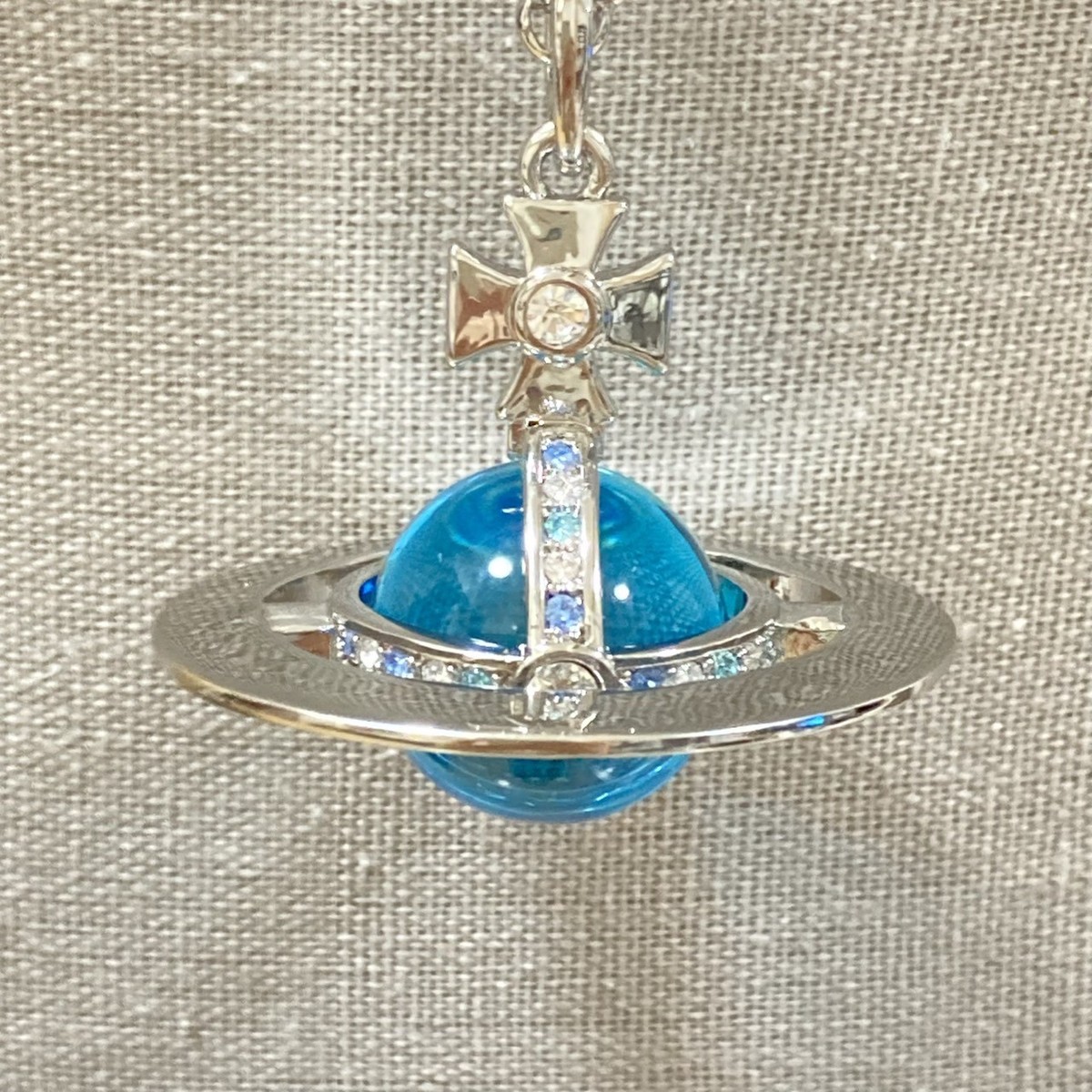 Buy Vivienne Westwood Small Orb Necklace Silver Light Blue Chain
