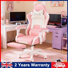 Gaming Chair with Cat Ears for Girls Adults, Height Adjustable Reclining Ijttfww