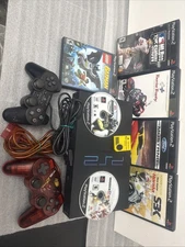 Sony Playstation 2 Console Bundle PS2 SCPH-3001 Fat w 8 Games + 2 Controller