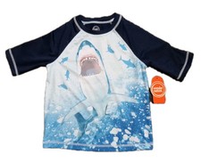 Wonder Nation Kids Shark Shirt Short Sleeve RashGuard Shirt with UPF 50 XS 4/5 