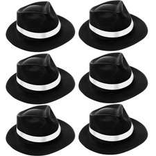 6 Pcs Gangster Plastic Gentlemen Hats 1920s Costume Party Accessories