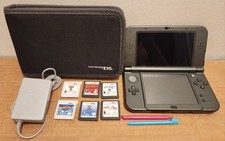 Black IPS Nintendo New 3DS XL Handheld System w/ Games Stylus Charger Case OEM
