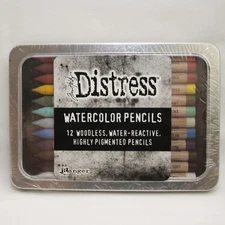 Tim Holtz Ranger Distress Watercolor Pencils Set #! 12/pkg Pigmented TDH76308