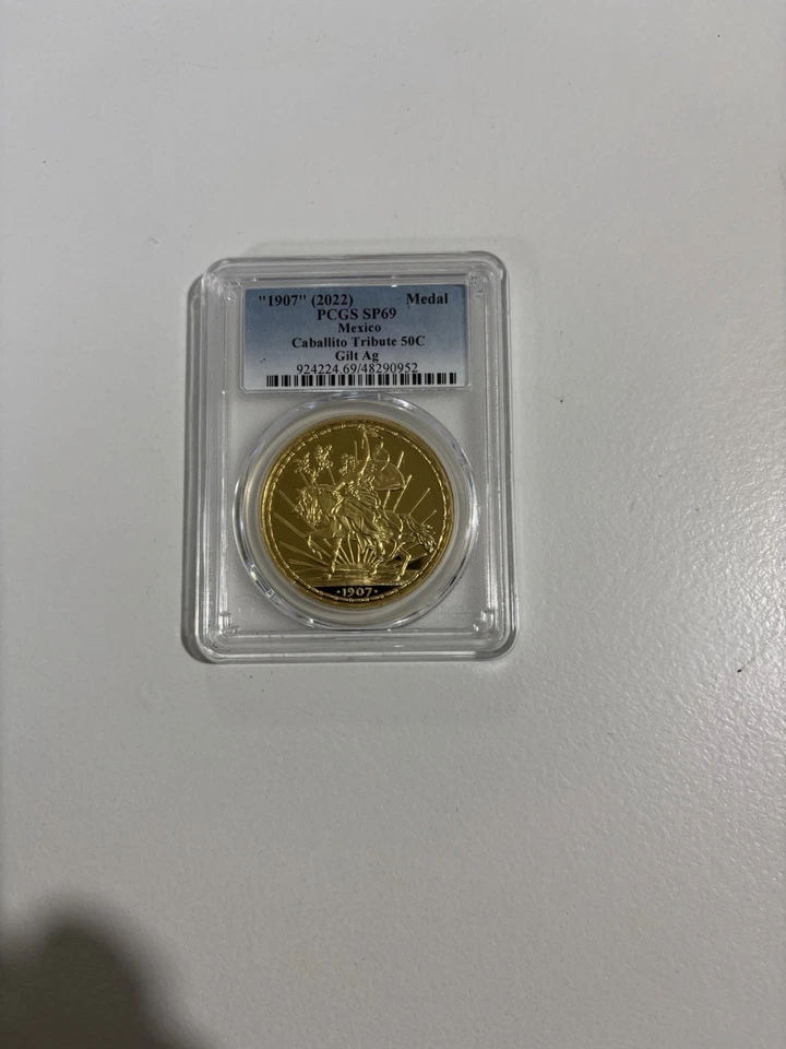 1907(2022) 50c Caballito Gilt Mintage 300 PCGS SP69 - Image 3 of 3