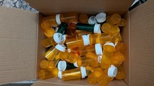 Empty Amber  Green Pill Bottles 2 Lbs, Est. 200 Count, for Crafts, Storage