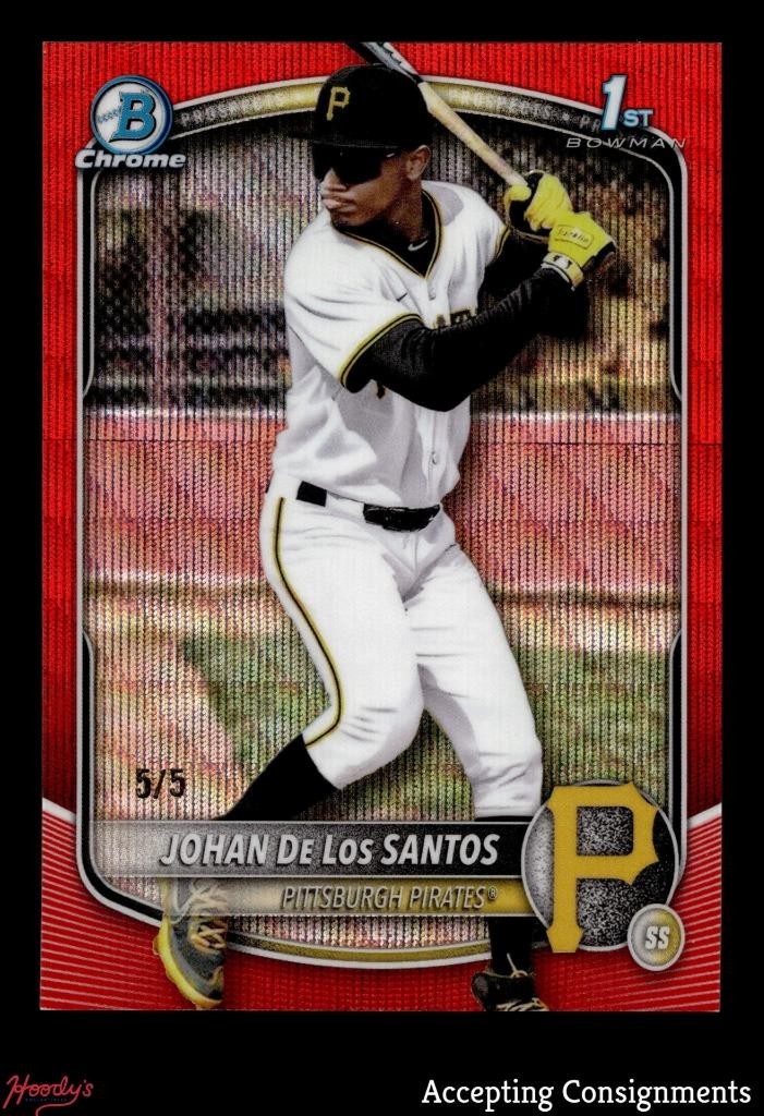 2025 Bowman Chrome Red Wave Refractor #BCP163 Johan De Los Santos 1st ROOKIE 5/5