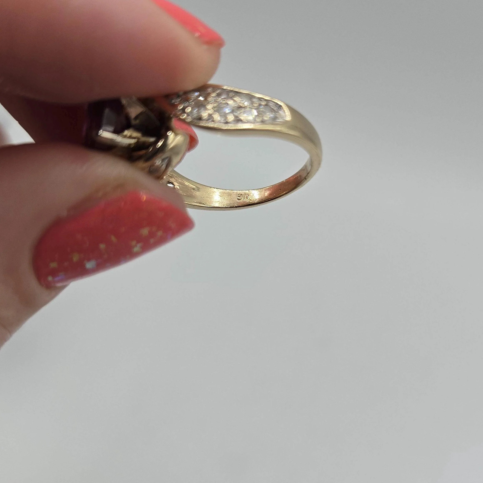 Solid 14K Yellow Gold Ruby Ring with 24 Diamond A… - image 8