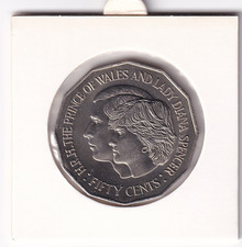 AUSTRALIAN: 1981 50 CENT LADY DIANA PRINCE OF WALES UNC COIN IN 2X2 HOLDER #268