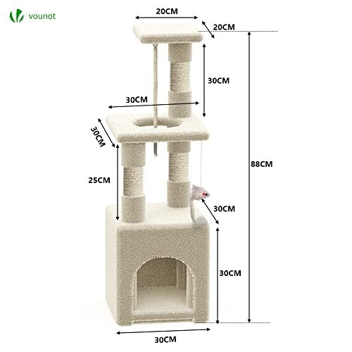 VOUNOT® Tiragraffi per Gatti, Albero Tiragraffi Gatto in Corda Sisal Naturale co foto 4