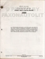 1980 GMC Light Duty Truck Data Book - Options Facts Features Specifications