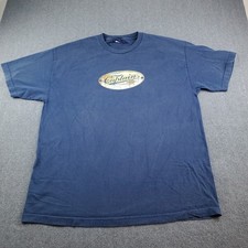 WEST MARINE Tshirt vintage-style Captain logo with ship's wheel Blue Made In USA