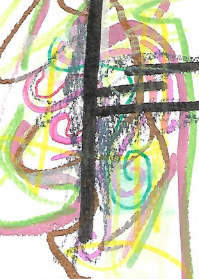 ACEO ATC CARD ''Backrooms 5'' Original Abstract Painting 2.5x3.5