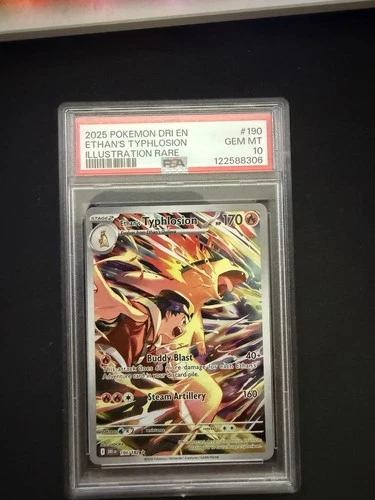 Pokemon 2025 Destined Rivals Illustration Rare #190 Ethan's Typhlosion PSA 10