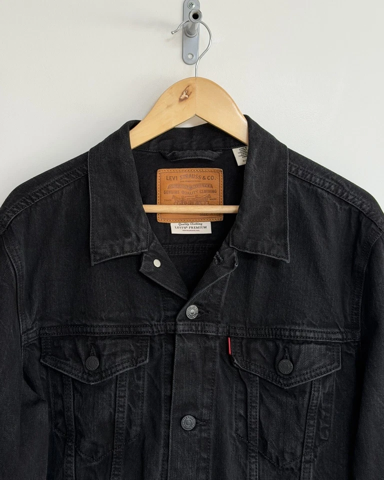 Levi’s Denim Trucker Jacket Black Jean Mens 2XL, photo 3 of 5
