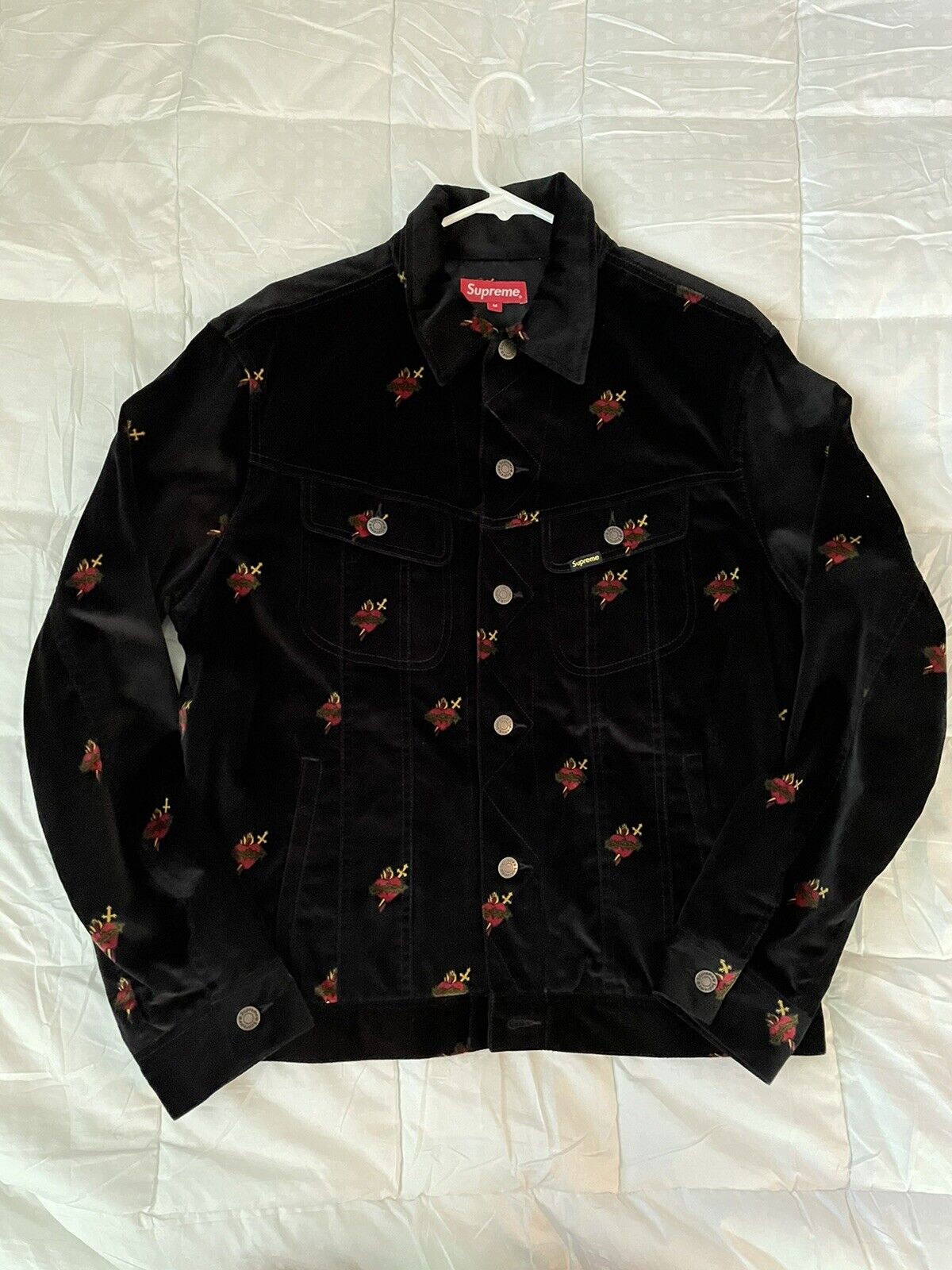 Supreme Sacred Hearts Velvet Trucker Jacket Sz. M FW17 | eBay