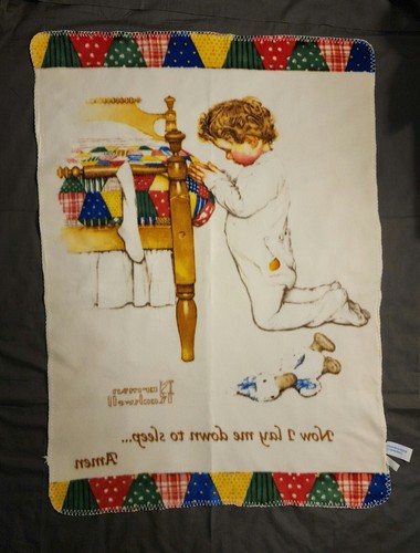 Boys Town Kids Fleece Blanket Now I Lay Me Down To Sleep Norman Rockwell 48"x33" - Picture 2 of 5
