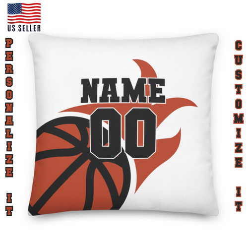 Custom Basketball Pillow Cover, Personalized Pillow Case with Name and Number, C