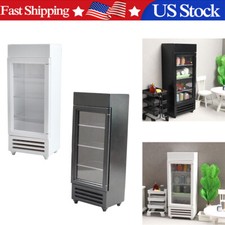 US Stock Mini Dollhouse Miniature Refrigerator Model 1:12 Scale Wooden Fridge