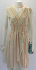 Women's Vintage High Waist Orange Green Purple Stripped Sleeveless Dress