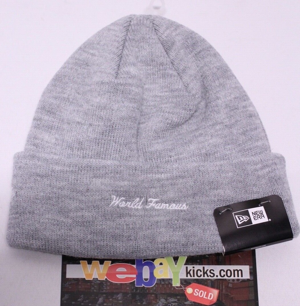 Supreme x New Era New York Box Logo Gray Red White Logo Beanie Hat