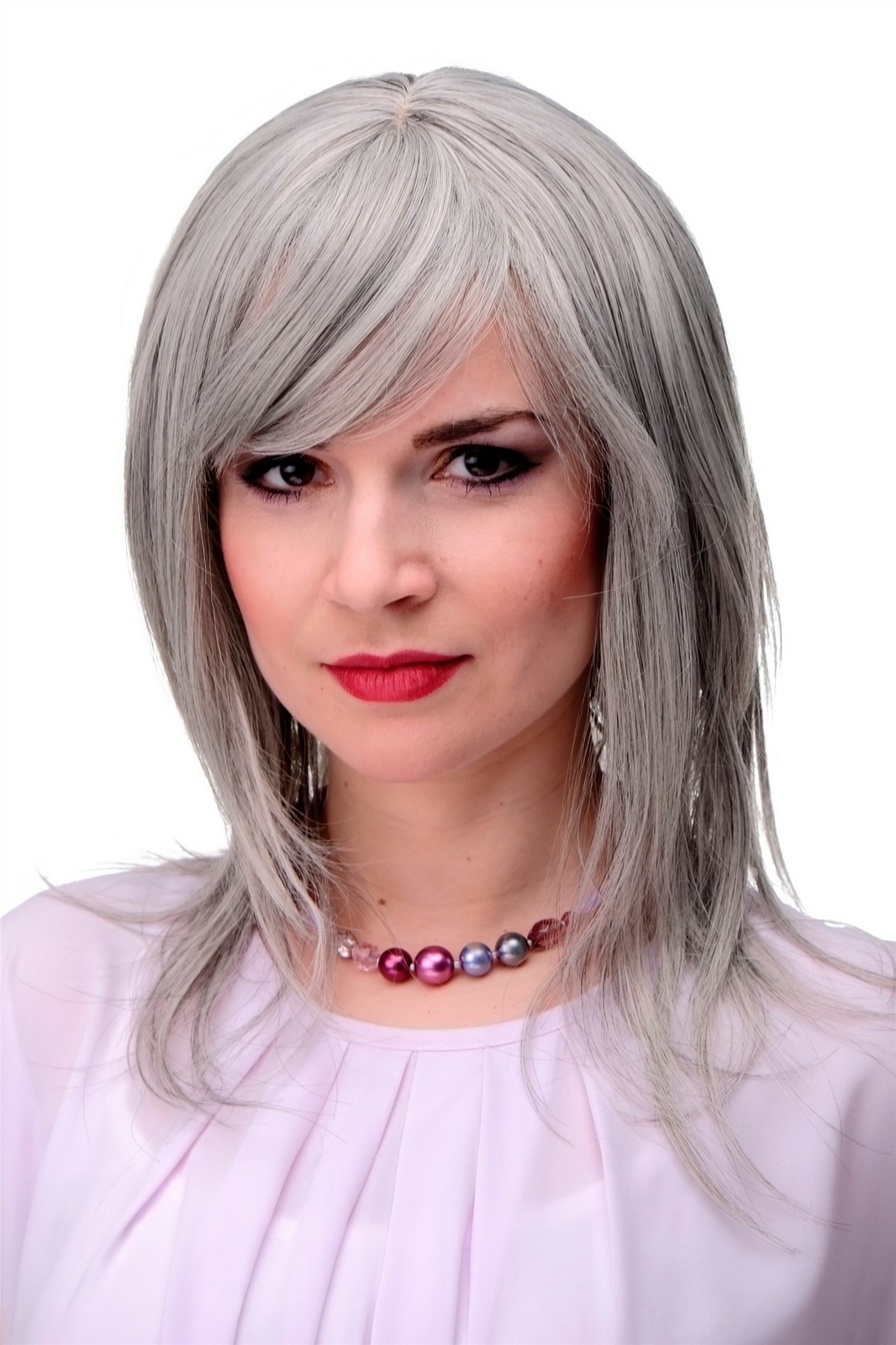 Women's Wig Long Wig Gray Silver Gray Bangs Parting Styleable Layered 4038