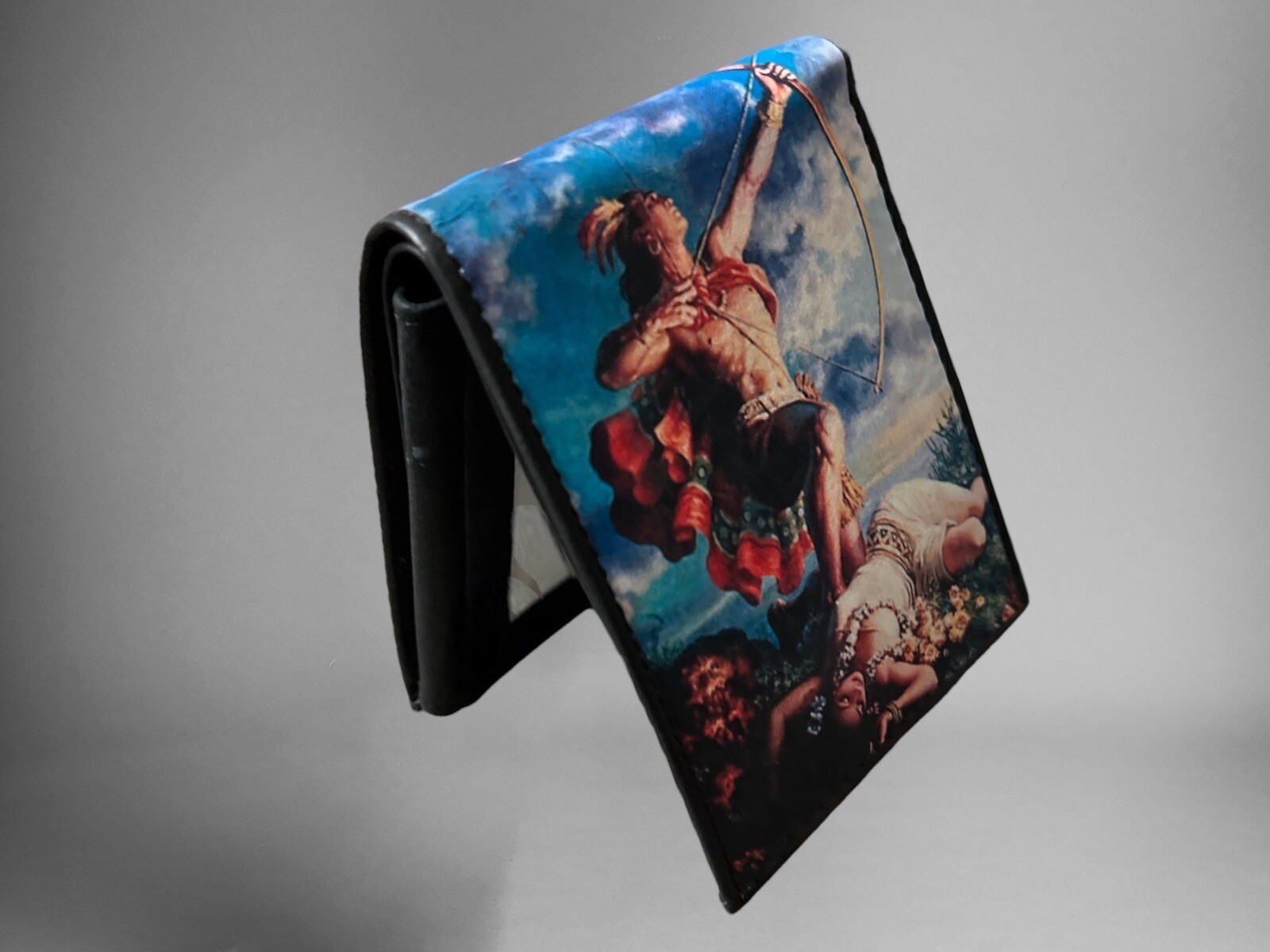 Aztec Printed Leather Wallet Billetera Fina De Piel Impresa De Aztecas