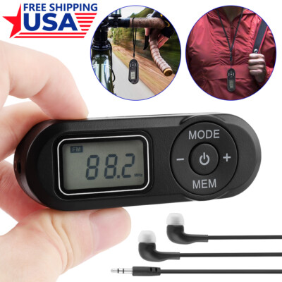 New Portable Mini FM Radio Digital Pocket Handy LCD FM Radio with Earphone Gifts