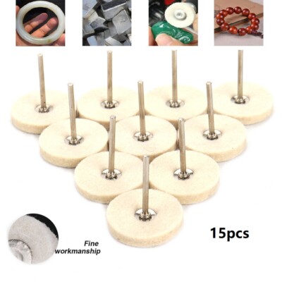 38mm Wool Felt Polishing Buffing Wheel Grinding Head For Dremel Rotary Tool 15Pc