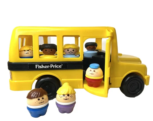 FISHER PRICE Little People School Bus Chunky 7 Figures Complete #2372 VTG 1991