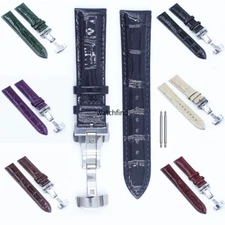 Genuine Leather Watch Band Bracelet Strap Deployment Clasp Buckle Watchbands