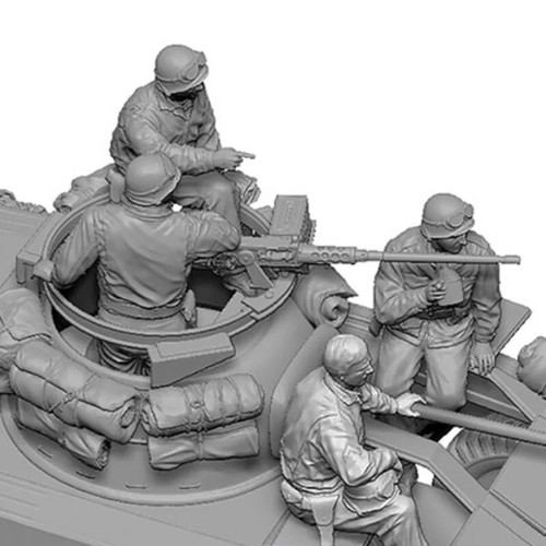 Kit de modelo de figuras de resina 1/35 4 piezas soldados tripulación de tanques de Estados Unidos Segunda Guerra Mundial sin pintar - Imagen 3 de 4