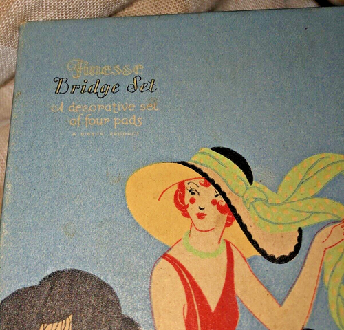 Juego de almohadillas de puntuación vintage Art Deco Gibson Bridge Flapper ¡Moda! Años 20 en caja - Imagen 2 de 12